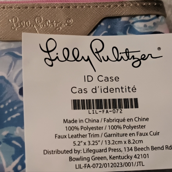 NEW Lilly Pulitzer ID Case Shade Seekers Coin Purse Keychain Gold Trim Pink Blue - Picture 15 of 15